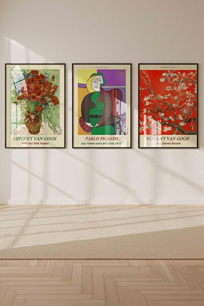 Buka Shops Van Gogh ve Picasso 3'lü Çerçeveli Tablo Seti Çerçeveli Renk Seçen...