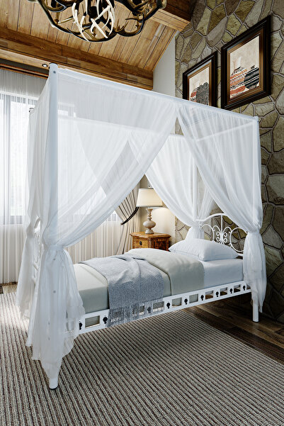 ARGİMO Pero Sultan Tek Kişilik Başlıklı Metal Karyola (CİBİNLİKSİZ) Beyaz