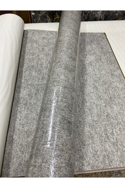 KOÇ YAPI DEKOR Tutkal hediye 16 m2 ithal füme gri kumaş dokulu keten desen si...