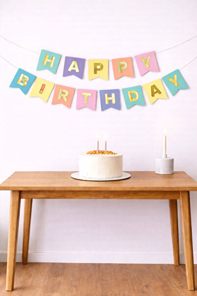 Baloncu Nene Renkli Karton Happy Bırthday Yazısı Doğum Günü Banner Doğum Günü...