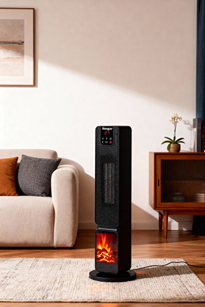 Hoogar German 2701 L Siyah OLED Şömineli Ekran Dijital Göstergeli Kule Tipi S...