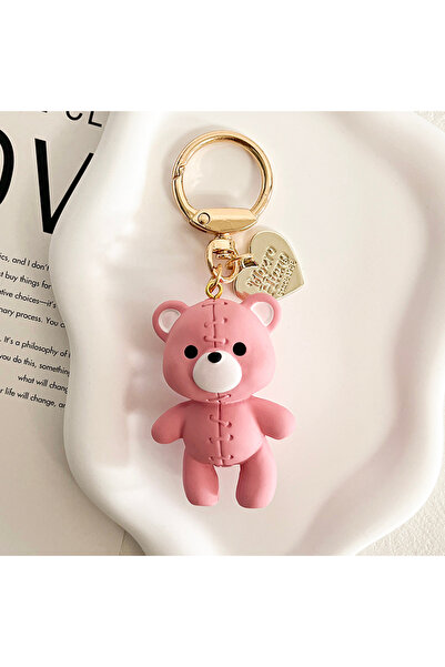 Choice سلسلة مفاتيح على شكل دب وردي، مصنوعة من الراتنج، بأربعة ألوان، مصنوعة ...