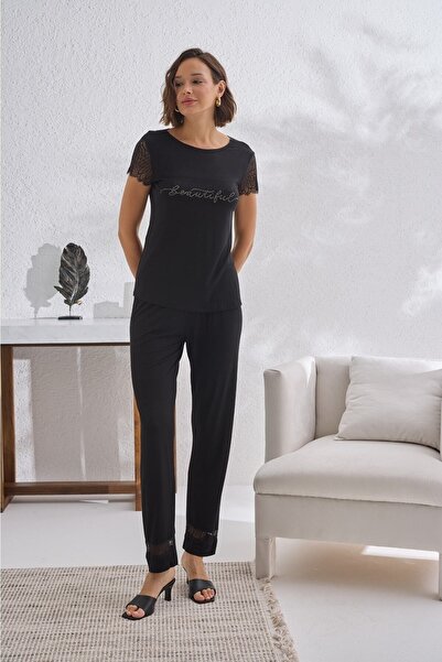 Sevim 13572 Σετ πιτζάμες με στάμπα πέτρας