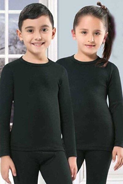 KOTA قميص داخلي بأكمام طويلة للأطفال للجنسين أسود حراري 3