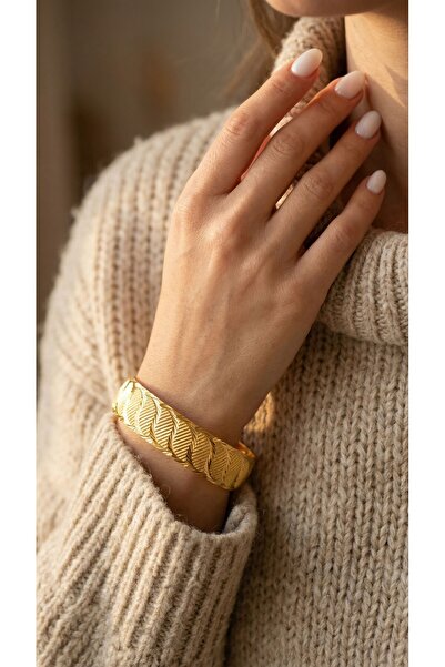 FerizZ Bilezik Altın Kaplama 1.5 cm Rüzgar Model BLZ-3081