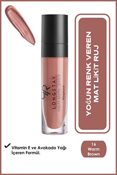 Golden Rose Longstay Liquid Matte Lipstick - 16 Warm Brown - Uzun Süre Kalıcı...