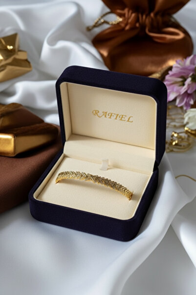 rafiel Gold Renk Ok Model Pirinç Bileklik - Zirkonlu VIP Seri Kadın
