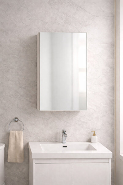 Alesta Life Aynalı Tek Kapaklı, 2 Bölmeli Lavabo Banyo Dolabı