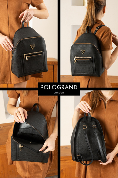 POLOGRAND London Original Women's Luxury Special Gift Boxed Multi-Compartment Large Volume Adjustable Strap Comfort Model Stylish Backpack with 3 Compartments Suitable for School, University, Shopping, Work, Office and Daily Use