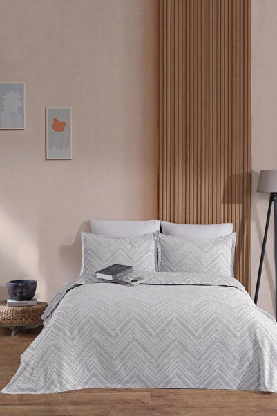 Elart Set cuvertură de pat Petra, aspect lenjerie, 3 piese (240x230 cm) gri