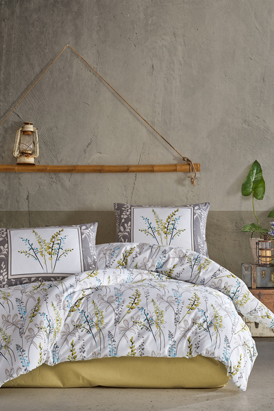 Elart Bloom Fitted Duvet Cover Set Single Size 100% Natural Cotton Ranforce 3...