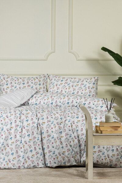 Elart Lyra Duvet Cover Set Single Size 100% Cotton Ranforce Fitted Sheet (160...