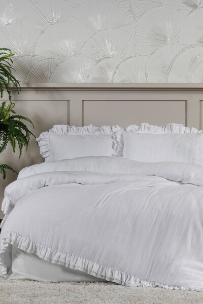 Elart Lotus Bedding Set Double Size 100% Cotton Ranforce Ruffled Fitted Sheet...