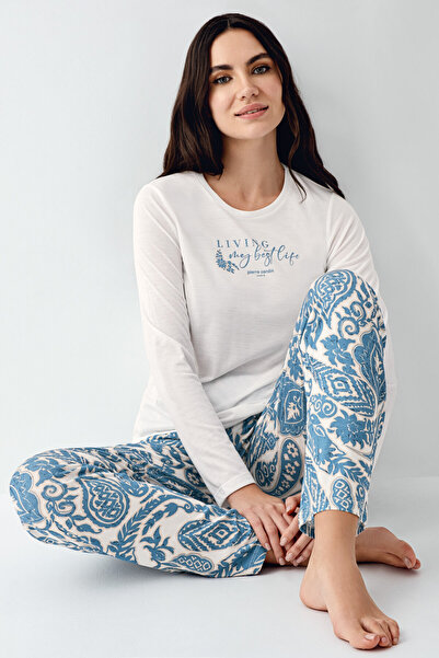 Pierre Cardin Дамски кремав пижамен комплект