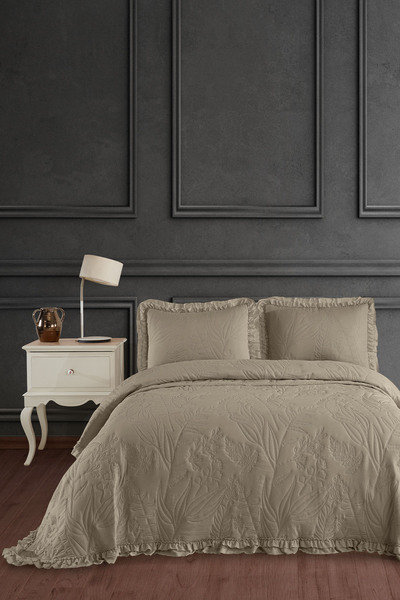 Elart طقم غطاء سرير فيرونيكا مزدوج (240×260 سم) بيج