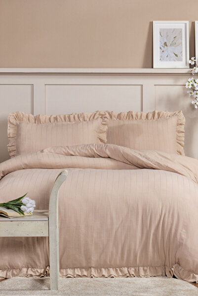 Elart Lotus Bedding Set Double Size 100% Cotton Ranforce Ruffled Fitted Sheet...