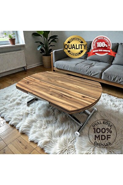 SEHPAM AKILLI Yan Baştan Açılır Yarı Oval Akıllı Yemek Masası Mdf Tabla Alt M...