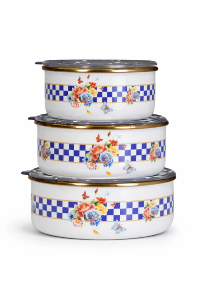PR HOME Allegro Enamel Triple Storage Set