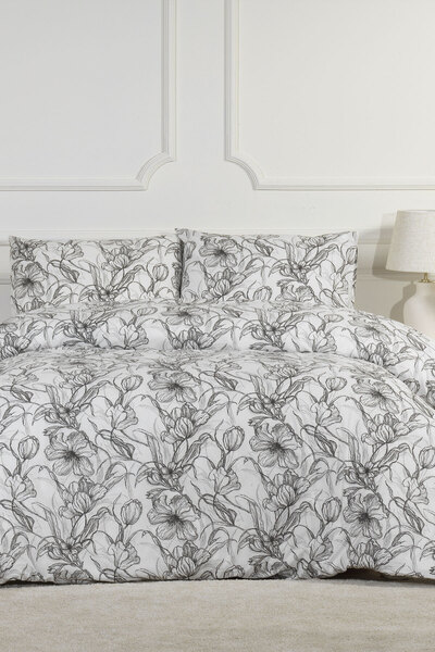 Elart طقم غطاء لحاف بتصميم فني خطي مع ملاءة مطاطية مزدوجة (200×220 سم)