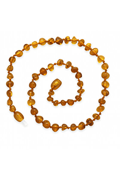 Tesbihane Soft Bal Rengi Doğal Damla Kehribar Taşlı Bebek Diş Kolyesi