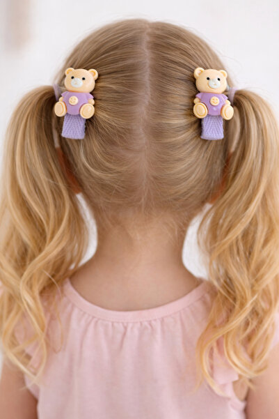 Miliva إبزيم مزدوج على شكل دمية دب صغيرة| مشبك للأطفال| مشبك ملون| مشبك تيدي بير