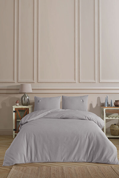 Elart Sofia Waffle Bedding Set Double (200X220 cm) Gray