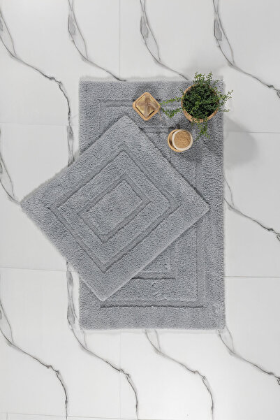 Elart Σετ χαλιών μπάνιου από βαμβάκι 2 τεμαχίων (60x100 cm) Ινδικό