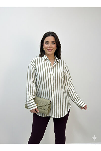 Mess Trend Tarzınla Fark Yarat Beyaz Yeşil Çizgili Gömlek