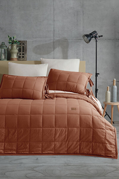 Elart مفرش سرير مادلين مفرد قطعتين (185x220 سم) لون القرفة