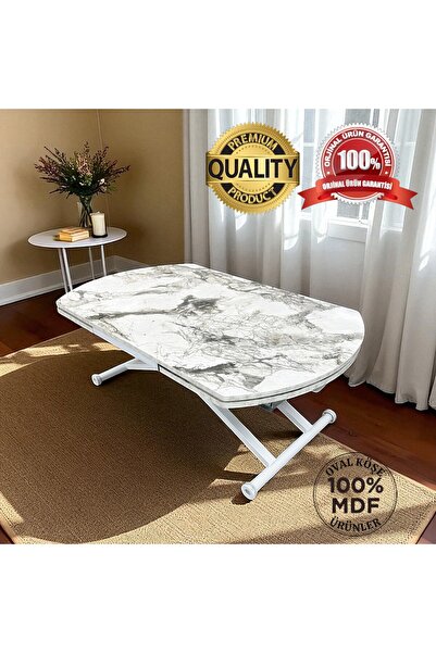 SEHPAM AKILLI Yan Baştan Açılır Yarı Oval Akıllı Yemek Masası Mdf Tabla Alt M...