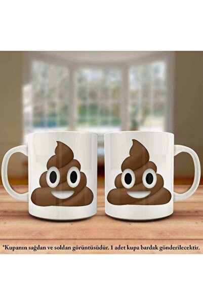 cnpromosyon Gülen Mutlu Kaka Emojisi -Espirili Mizah Kupa Bardak - Arkadaş ve...