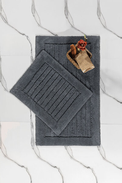 Elart Luin Bathroom Rug Set Cotton 2 Pieces (60X100 cm) Anthracite