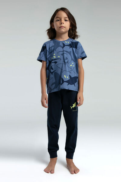 Rolypoly Момче зелен комплект пижама с къс ръкав