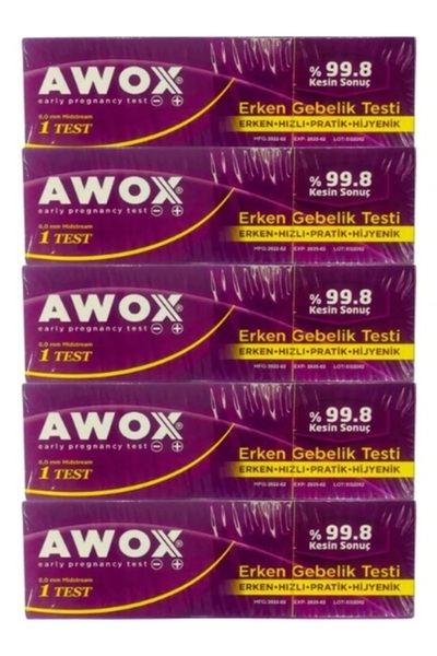 AWOX Erken Gebelİk Testi %99.8 Kesin Sonuç X 5 Adet Test5