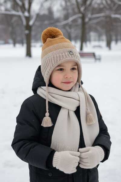 Kitti 4-8 ani pentru bebeluși și copii eșarfă mănuși beanie set de 3
