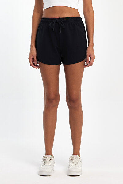 mmetalic Жіночі шорти з розрізом, сезонний преміум-тканин, прямий крій, синій...