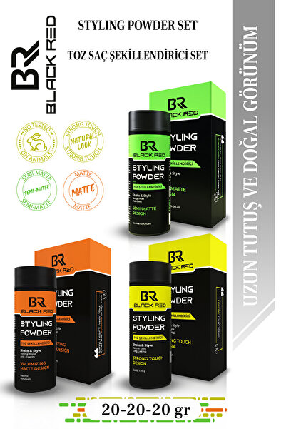 Black Red Saç Şekillendirici Toz Wax Matte - Strong - SemiMatte Toz Wax Üçlü Set