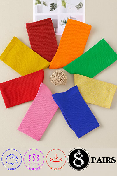 Esinti 8 Pairs of Unisex Cotton Colorful Tennis Socks