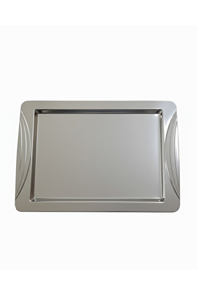 Arsel Nergis Nisa Stainless Steel Tea Tray 29X45 cm – 0.80 mm with Self-Handle