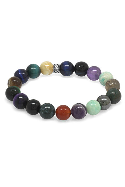Tesbihane Küre Kesim Multicolor Doğaltaş Kombinli Çocuk Başarı Bilekliği