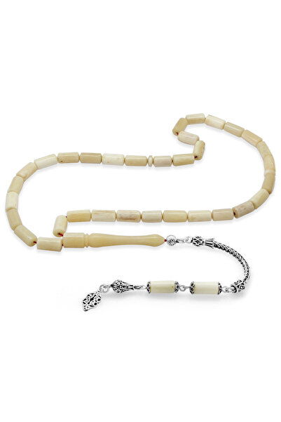 Tesbihane 925 Ayar Gümüş Püsküllü Kapsül Kesim İmamesi İşçilikli Naturel Renk...