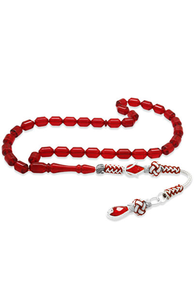 Tesbihane Медни мъниста за молитва от червен кехлибар, завършващи с пискюл и ...