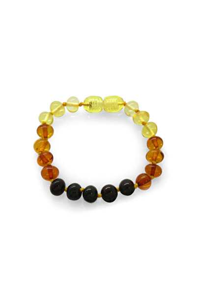 Tesbihane Gökkuşağı Renkli Orijinal Damla Kehribar Taşlı Bebek Diş Kolye-bile...