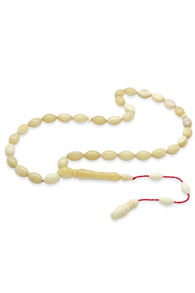 Tesbihane Sistemli Arpa Kesim Doğal Renk Deve Kemiği Tesbih