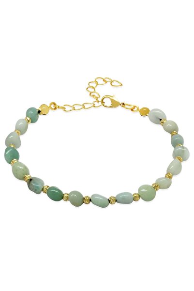 Tesbihane سلسلة معدنية ذهبية اللون مزينة بكرة دوريكا وحجر أمازونيت الطبيعي غي...