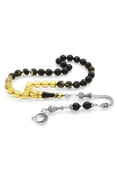 Tesbihane Fire Amber Prayer Beads - with Metal Tassels - Special Gift Boxed -...