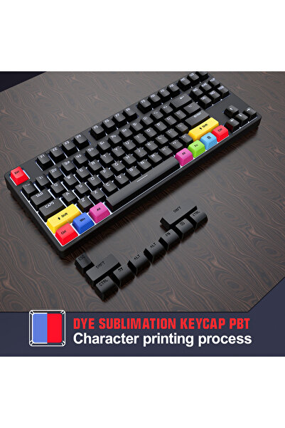 HXSJ لوحة مفاتيح ميكانيكية سلكية L600، 87 مفتاحًا، أغطية مفاتيح حقن ثنائية ال...