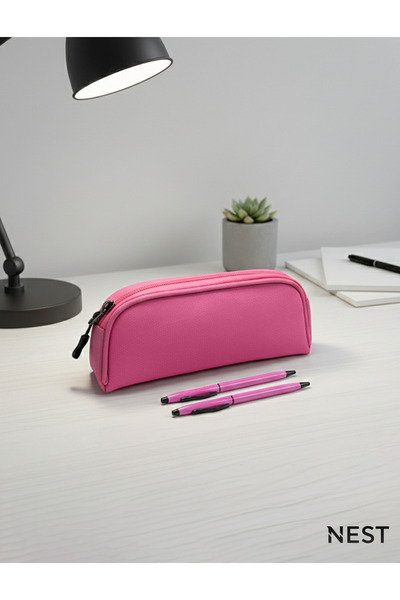 Nest Life Pembe Renk Okul ve Ofis Kalemliği, Çok Amaçlı Kalem Kutusu, Kalemlik