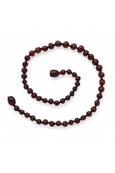 Tesbihane قلادة أسنان الطفل من حجر العنبر الطبيعي بلون العسل