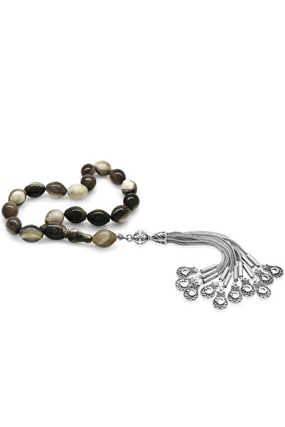 Tesbihane Anti-Tarnish Metal Tasseled Barley Cut Buffalo Horn Efe Prayer Beads